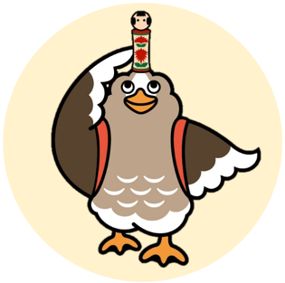 こけしを頭にのせるﾊﾟﾀ崎さん